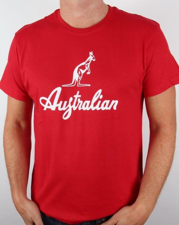Red and White Kangaroo Logo - australian logo carrier tee