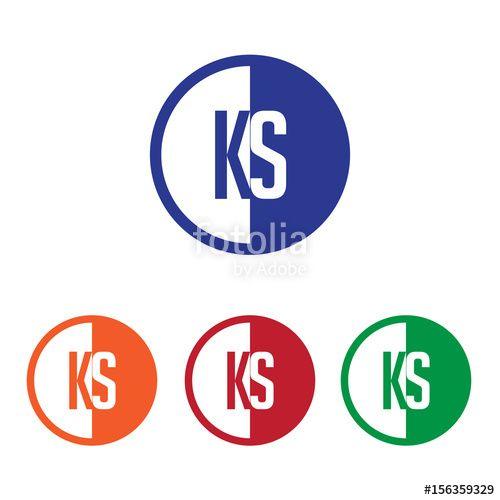 Orange Green Half Circle Logo - KS initial circle half logo blue, red, orange and green color Stock