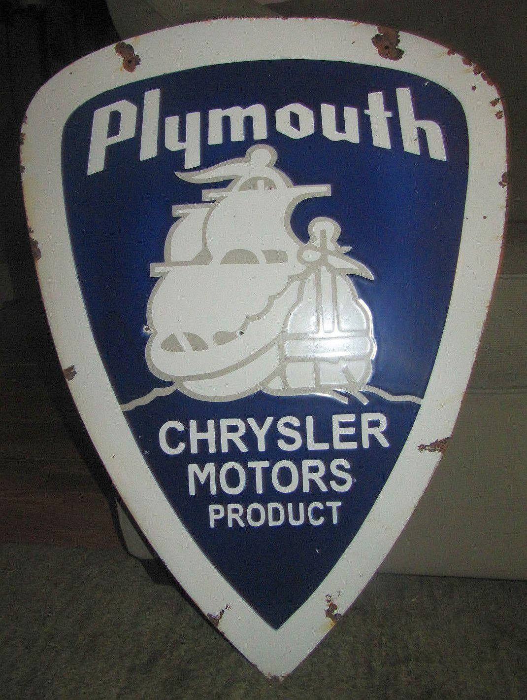 Old Plymouth Logo - Plymouth Antique Porcelain Sign (Old Vintage Chrysler Motors Product ...