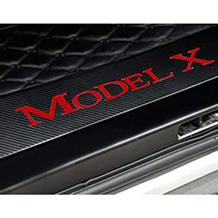 Tesla Model X Logo - Topfit Car Carbon Fiber Stickers for Tesla Red, Model X