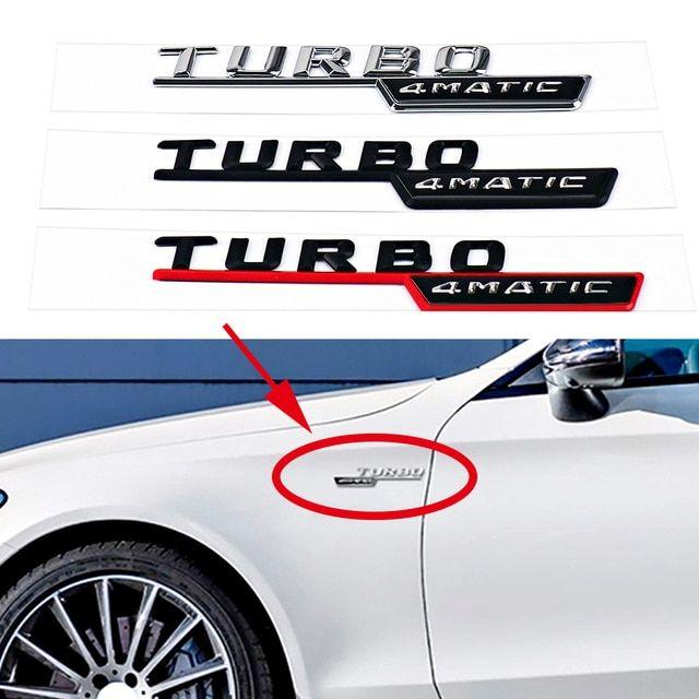 Mercedes AMG Turbo Logo - 2pcs TURBO 4MATIC Logo Car Front Fender Insignia Decor Sticker for ...