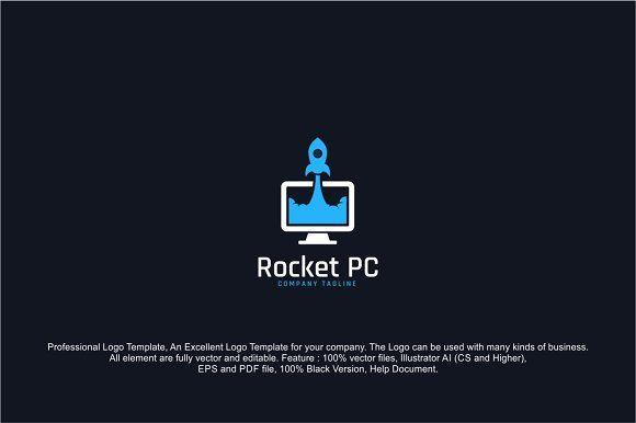 Computer Help Logo - Rocket PC Computer Logo Template ~ Logo Templates ~ Creative Market
