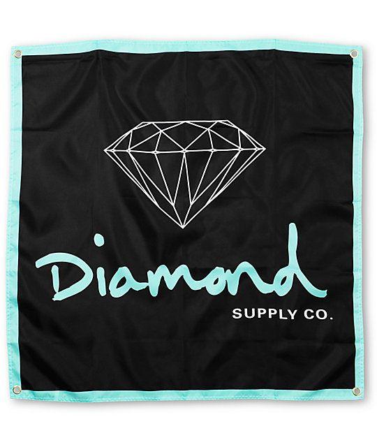Zumiez Logo - Diamond Supply Co OG Logo Black & Mint Banner | Zumiez