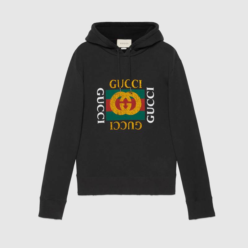 Big Gucci Logo - Oversize sweatshirt with Gucci logo in Black felted cotton jersey ...