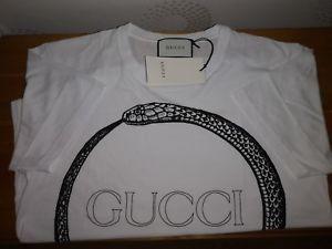 Big Gucci Logo - GUCCI Men's White Snake Logo T Shirt RARE Size Large 493117 100