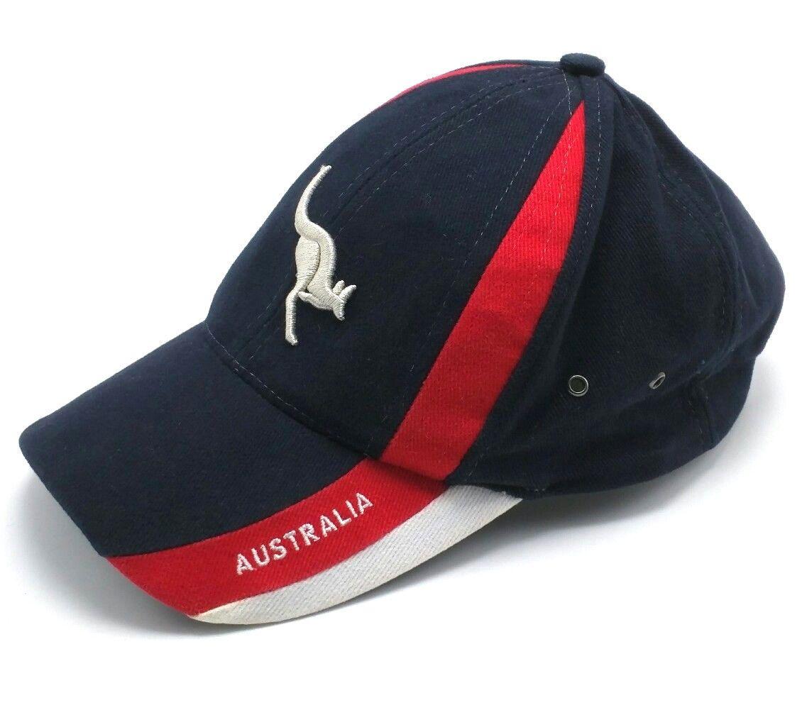 Red and White Kangaroo Logo - AUSTRALIA blue / red / / white adjustable cap / red hat