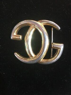 Big Gucci Logo - VINTAGE BIG GUCCI INTERLOCKING REVERSE LOGO DOUBLE G GOLD TONE BELT ...