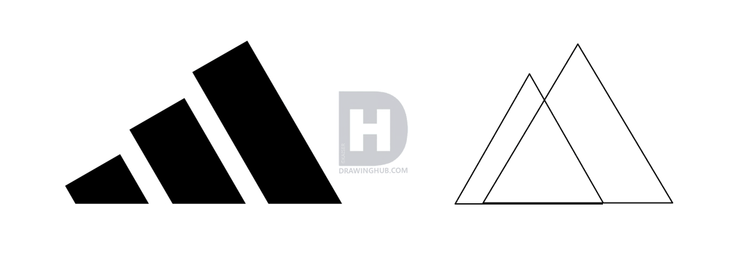 Adidas First Logo - How To Draw The Adidas Logo, Step by Step, Drawing Guide,