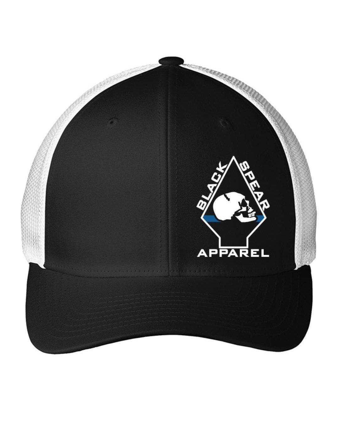Blue and White Spear Logo - Thin Blue Line Hat – Black Spear Apparel LLC