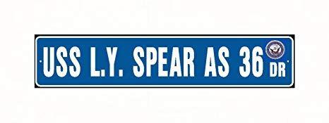 Blue and White Spear Logo - Amazon.com : USS L Y SPEAR AS 36 Street Sign Aluminum Blue / White 6 ...
