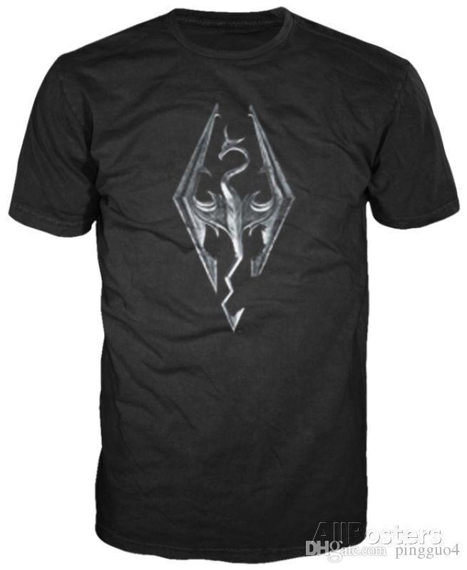 An L Clothing and Apparel Logo - Skyrim Dragon Logo Apparel T Shirt L Black Men Funny O Neck Short ...