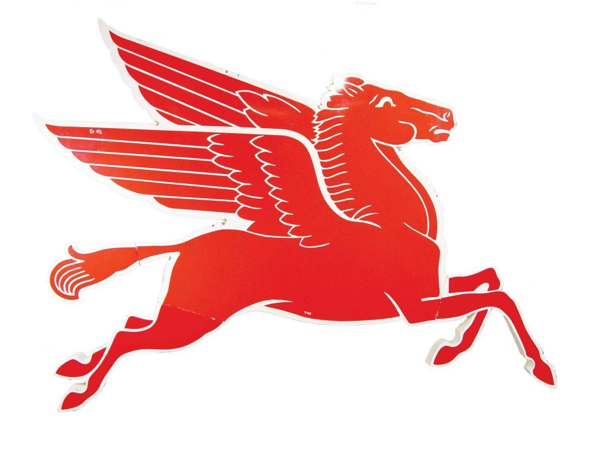 Oil Company Pegasus Logo - Mobil Oil Company Porcelain Pegasus Advertising Sign