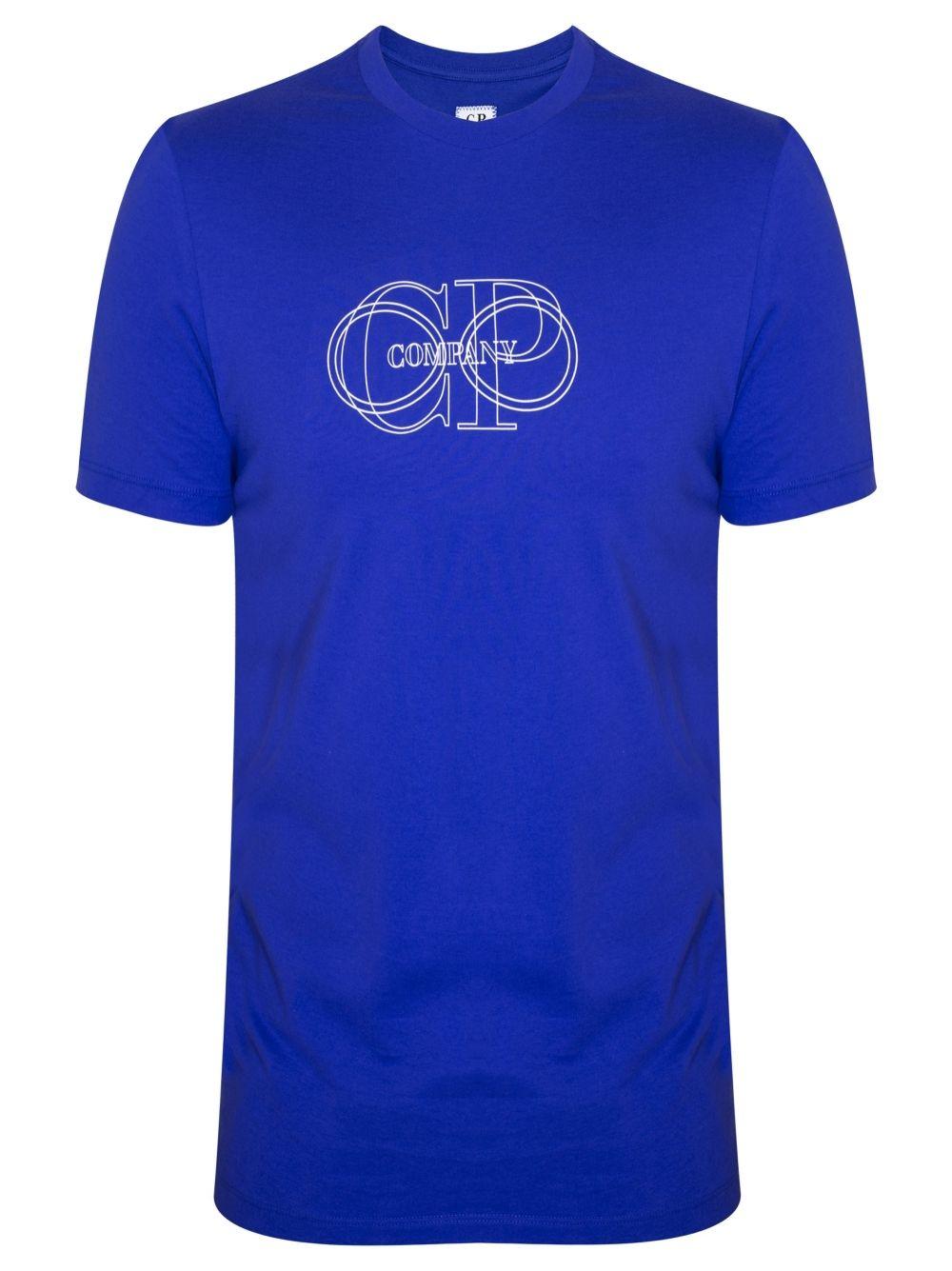 Royal Blue and Logo - C.P. Company Royal Blue Printed Logo T-Shirt | Designerwear