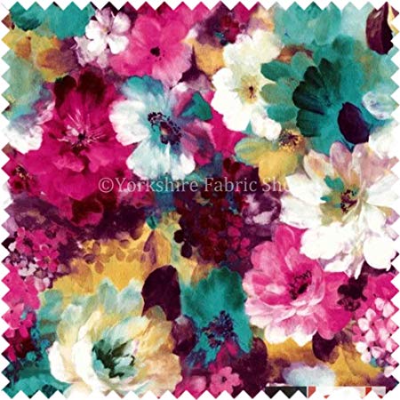 Pink Green Flower Logo - Flower Floral Pattern Pink Green Print Velvet Upholstery New Fabric
