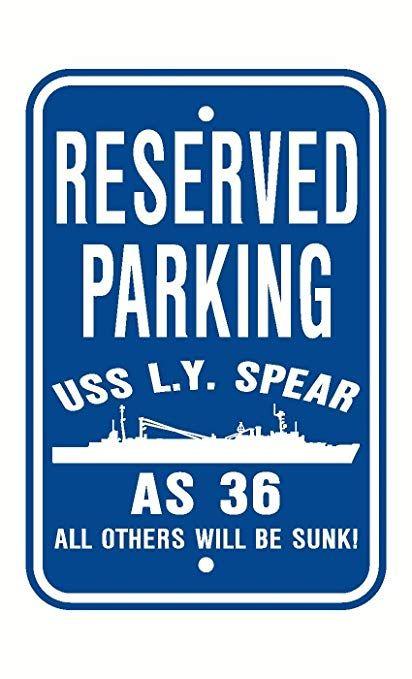 Blue and White Spear Logo - Amazon.com : USS L Y SPEAR AS 36 Parking Sign Aluminum Blue/White 12 ...