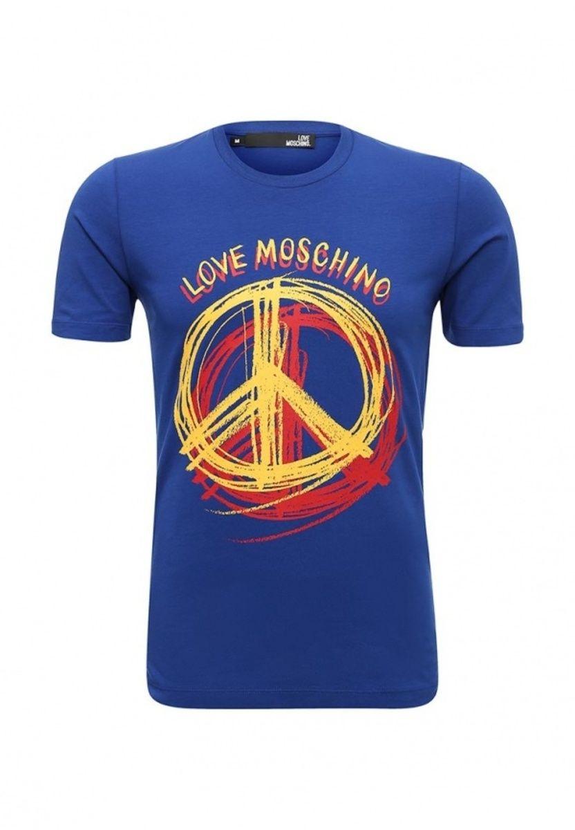 Royal Blue and Logo - LOVE MOSCHINO OVERLAP PEACE LOGO ROYAL BLUE T-SHIRT M473129-E1514 ...