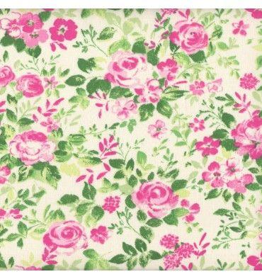 Pink Green Flower Logo - Pink, Magenta and Green Floral Fabric (Rose Garden) français™
