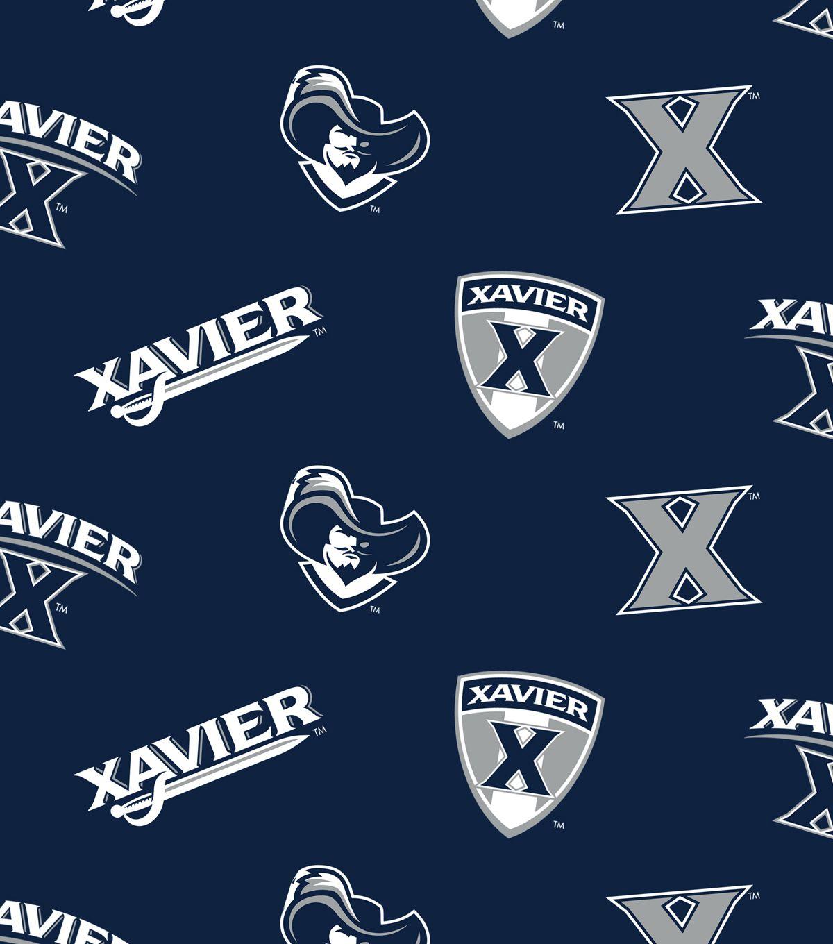 Joann Logo - Xavier Musketeers Fleece Fabric All Over Logos
