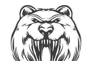 Grizzly Head Logo - Head of a grizzly bear Illustrations Creative Market