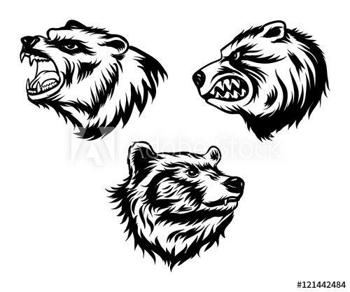 Grizzly Head Logo - bear, grizzly, head awesome logo template this stock vector