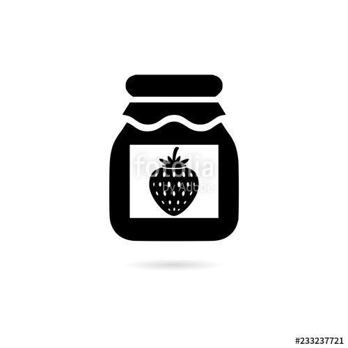 Black Strawberry Logo - Black Strawberry jam jar simple icon or logo