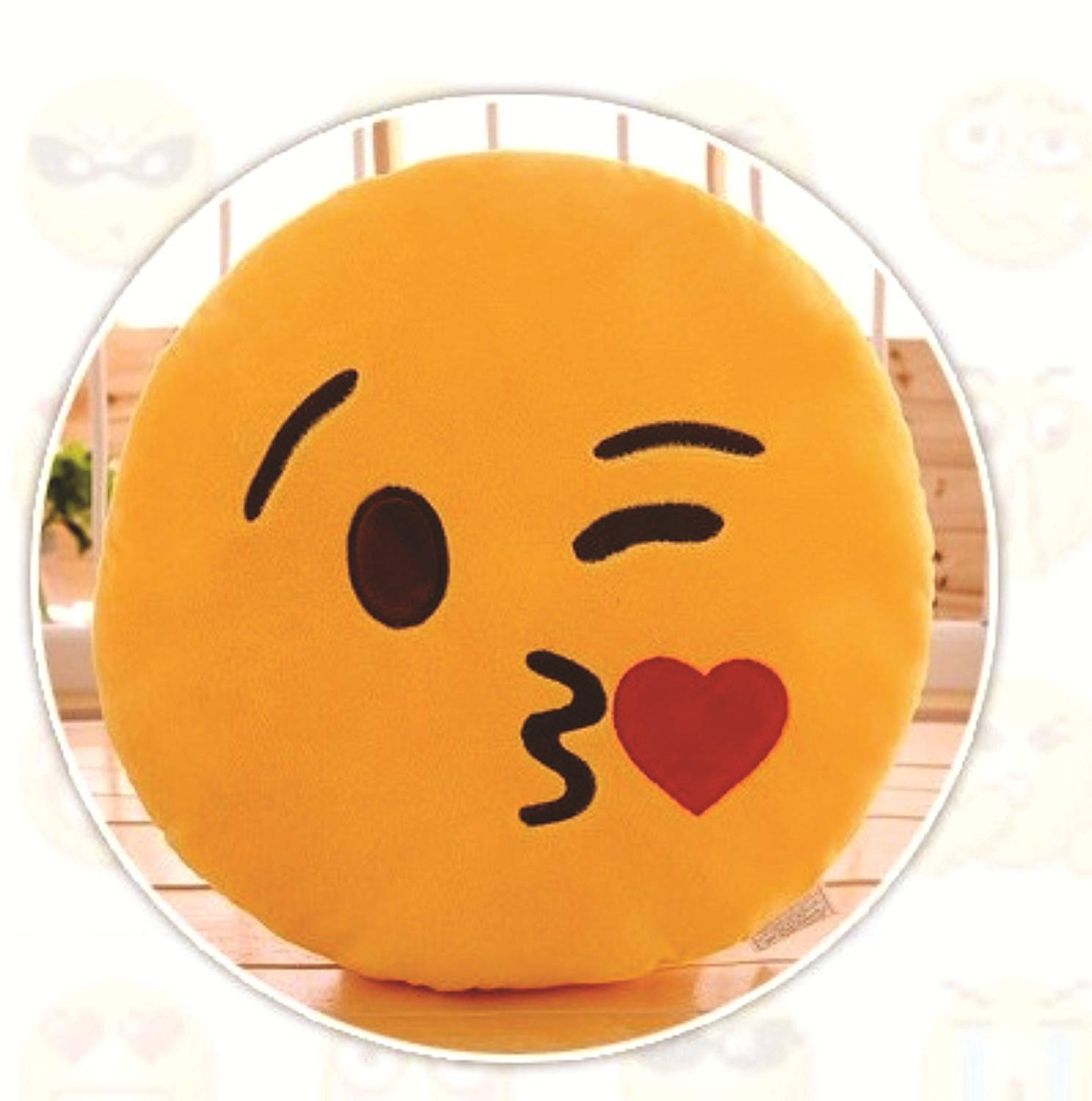 Kiss Emoji Logo - Buy Skylofts Plush Romantic Flying Kiss Emoji Smiley Pillow/ Cushion