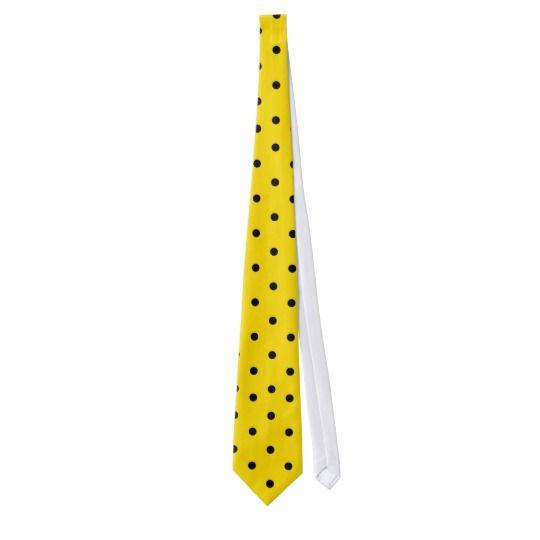 Black with a Dot of Yellow I Logo - Yellow with Black Polka Dots Tie