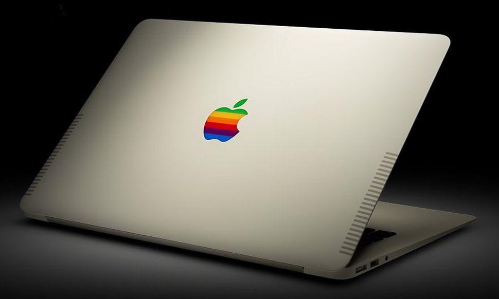 Cool Apple Computer Logo - $3,500 MacBook Air Retro goes beige with rainbow logo - CNET