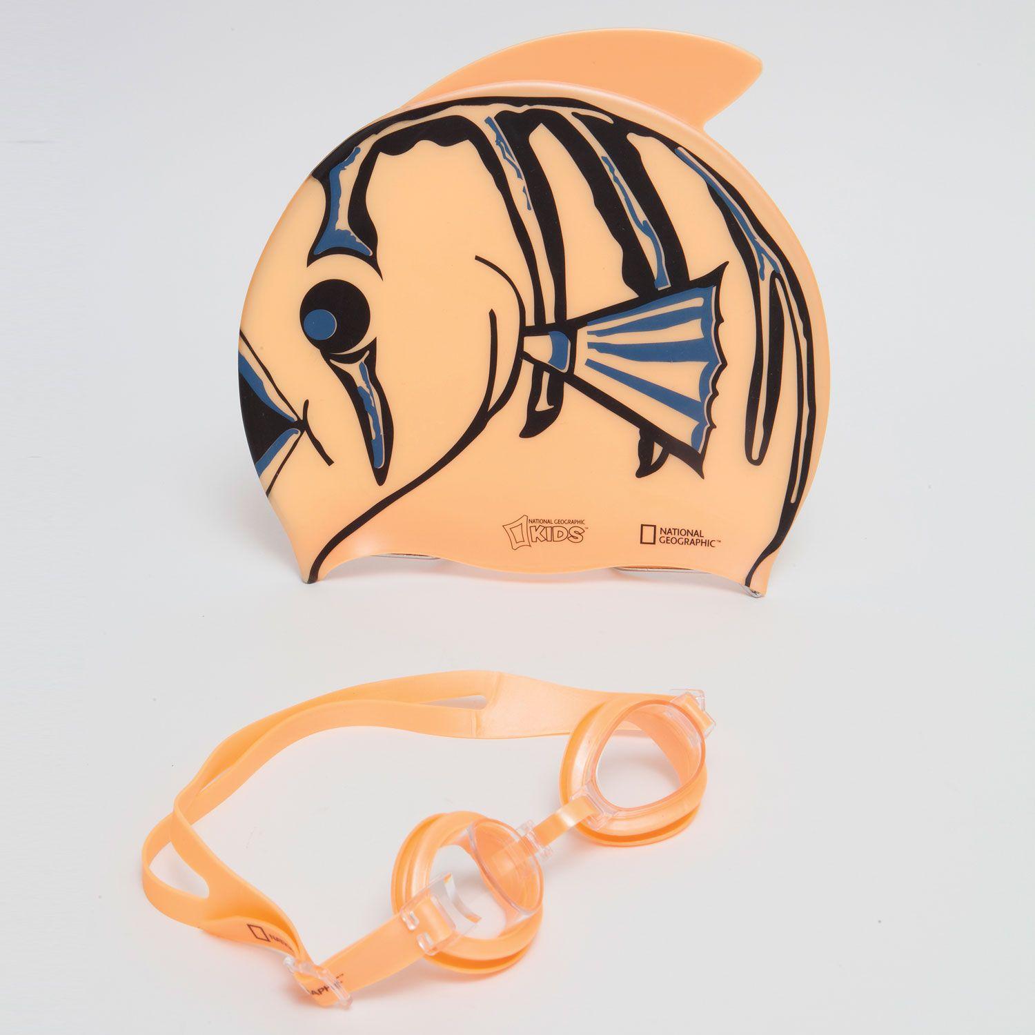 Orange Clown Logo - NATIONAL GEOGRAPHIC SWIM KIDS FISH LIDS SWIM CAP & GOGGLES SET ...
