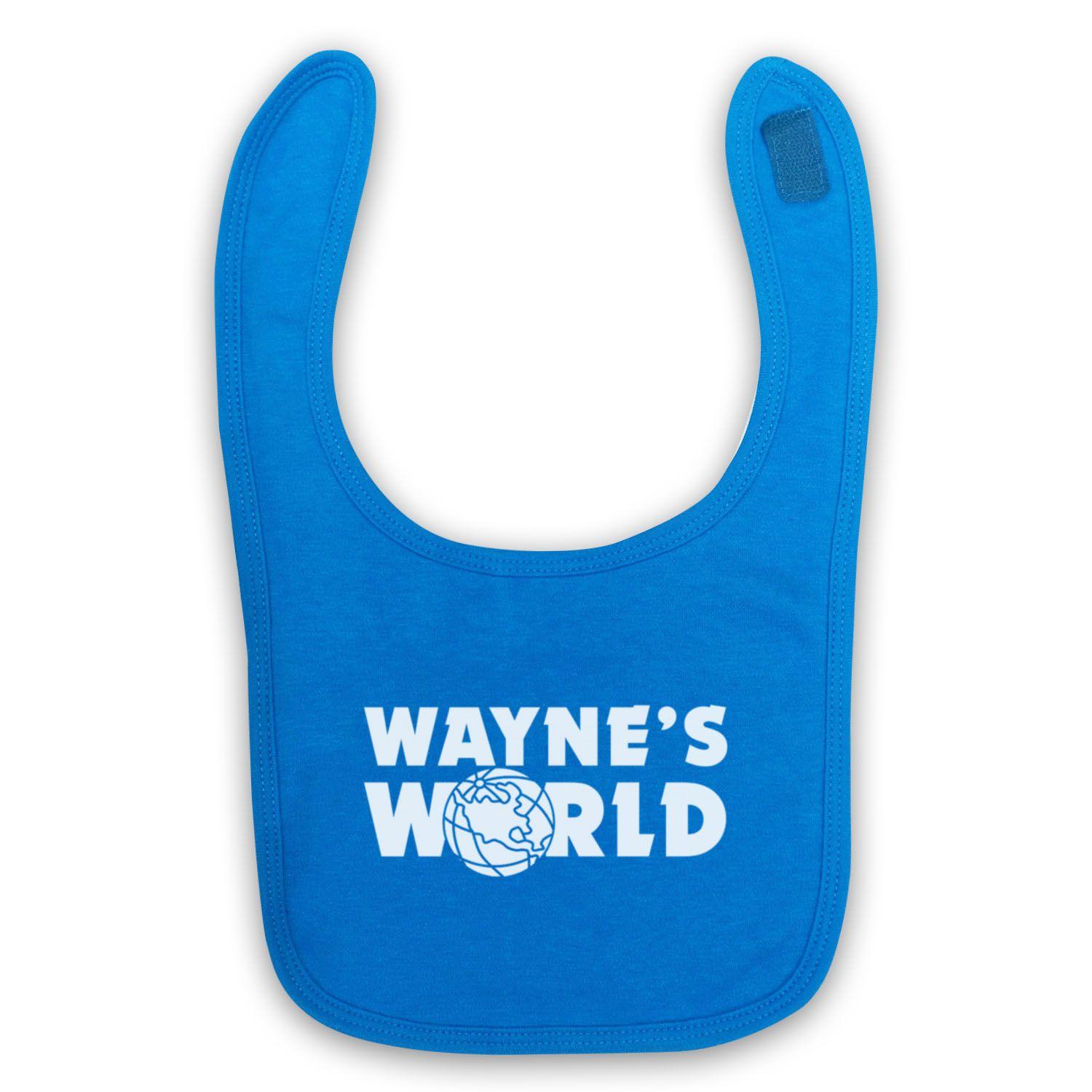 Baby in a World with Blue Logo - WAYNE'S WORLD LOGO UNOFFICIAL ROCK MUSIC FILM GARTH BABY BIB CUTE ...