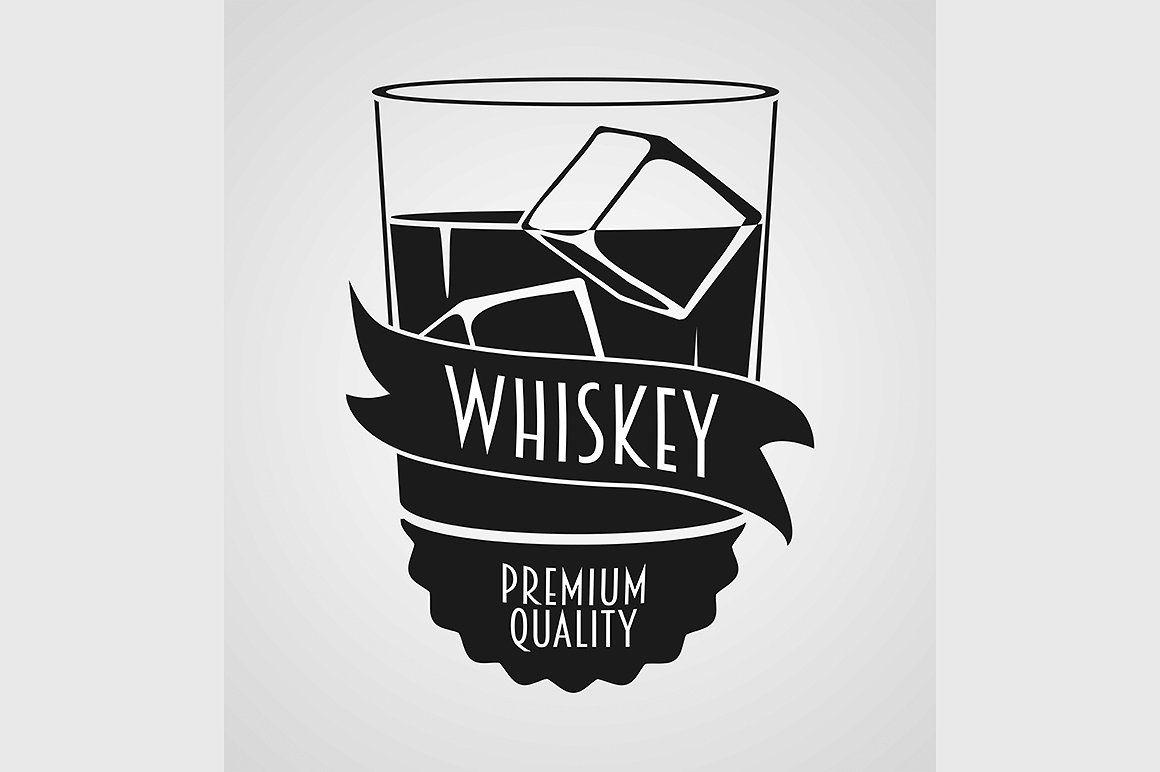 Whiskey Logo - Whiskey logo with glass and ice ~ Logo Templates ~ Creative Market
