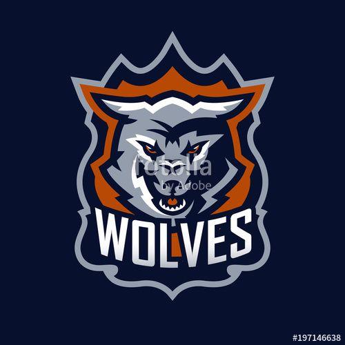 Colorful Wolf Logo - Colorful emblem, logo, snarling wolf. An aggressive predator, an