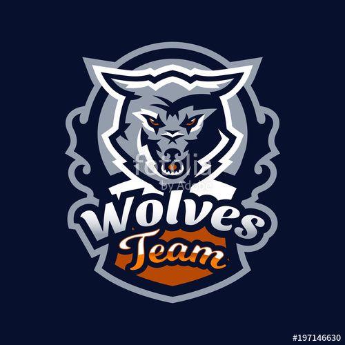 Colorful Wolf Logo - Colorful emblem, logo, snarling wolf. An aggressive predator, an ...
