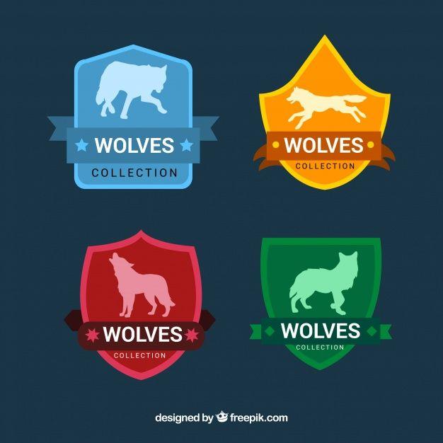 Colorful Wolf Logo - Colorful vintage wolf logo collection Vector
