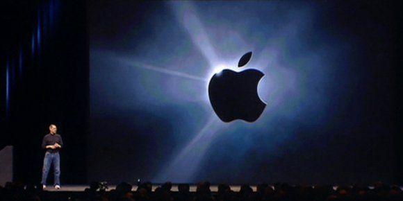 Steve Jobs with Apple Logo - A look back at Steve Jobs' most colorful keynote moments | Macworld