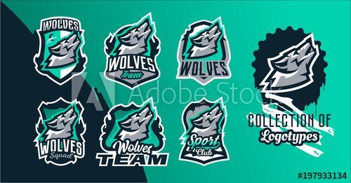 Colorful Wolf Logo - Collection of colorful emblems of the howling wolf. Logo, badge of ...