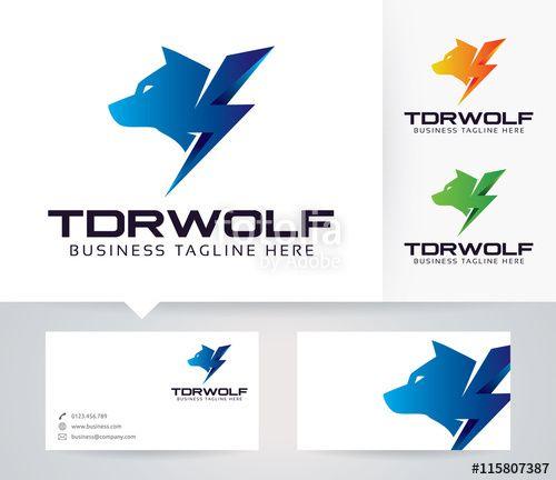 Colorful Wolf Logo - Thunder Wolf vector logo with alternative colors and business card