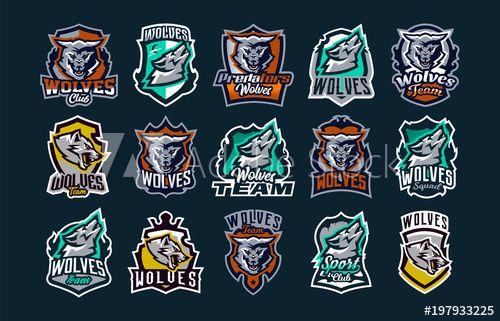 Colorful Wolf Logo - A large colorful collection of emblems, logos, icons of a howling ...
