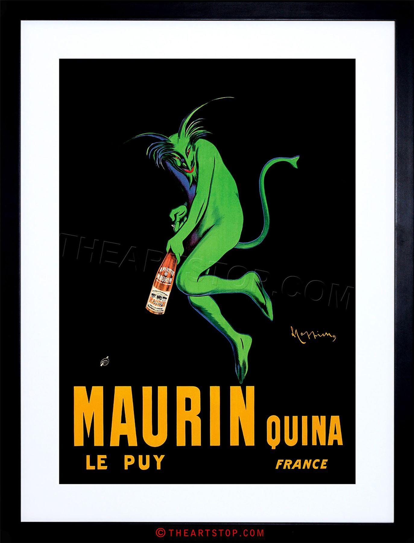 Green Devil Logo - AD DRINK ALCOHOL MAURIN QUINA GREEN DEVIL FRANCE FRAMED PRINT ...