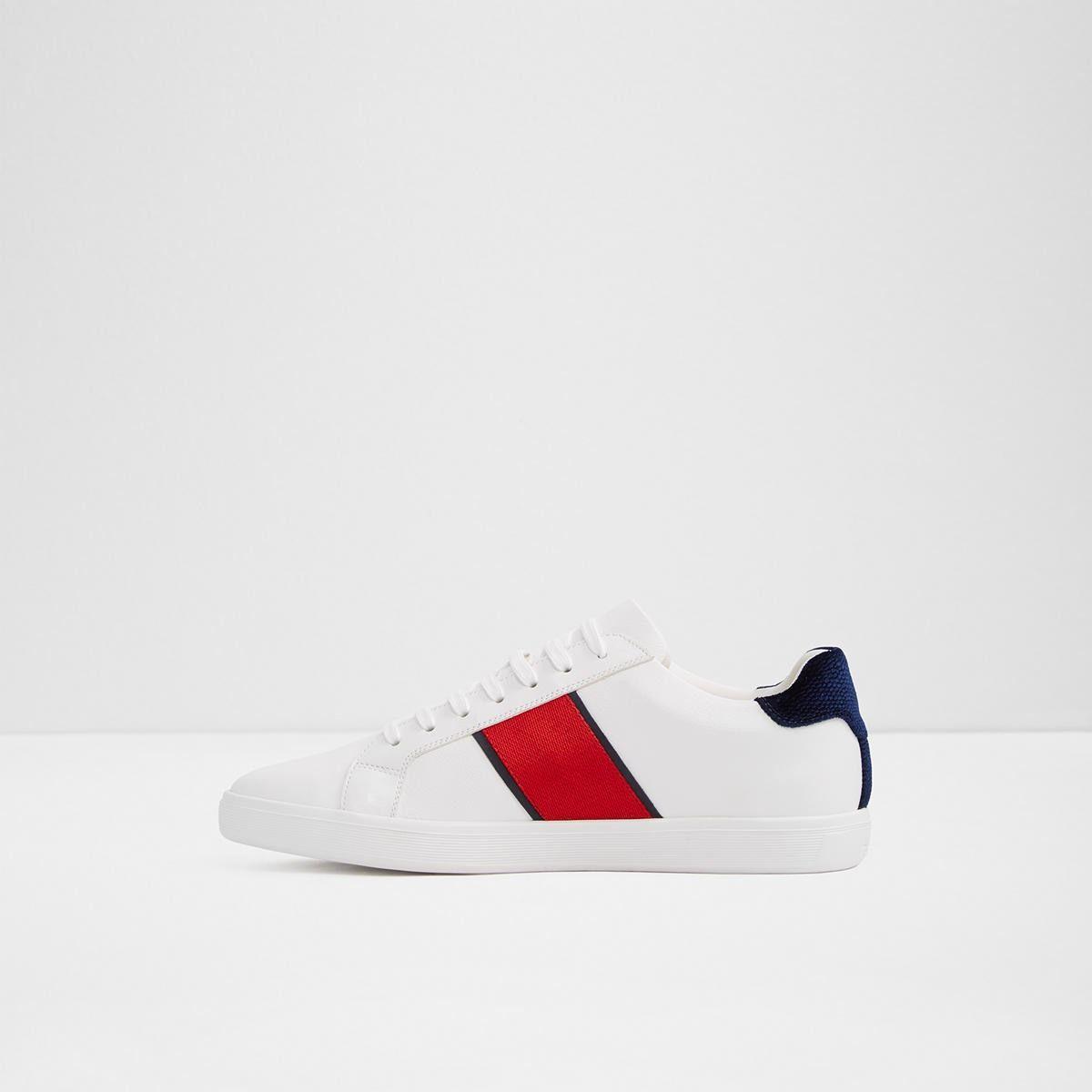 White and Red Shoe Logo - Cowien White Men's Sneakers. Aldoshoes.com US