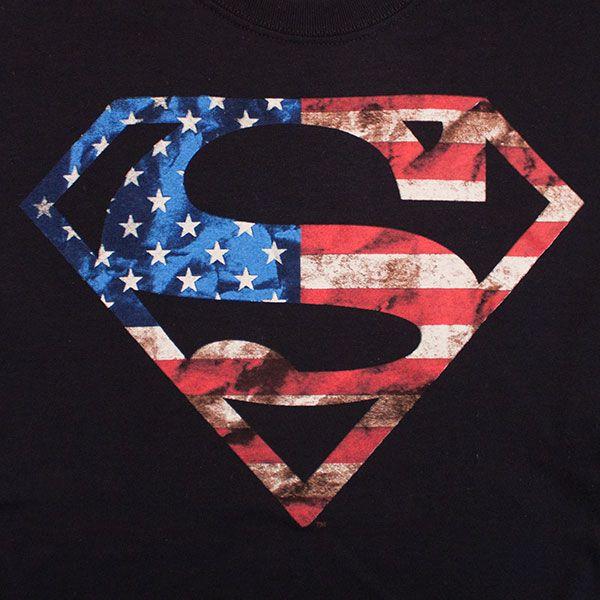 Red Black and White Superman Logo - Superman Red, White And Blue USA Tee Shirt | SuperheroDen.com