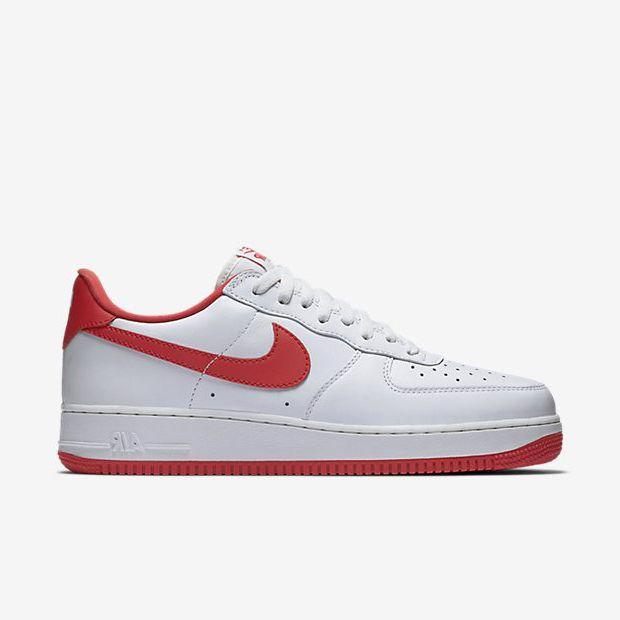 White and Red Shoe Logo - Nike Air Force 1 Mens Low Retro Summit White University Red Shoes Sale