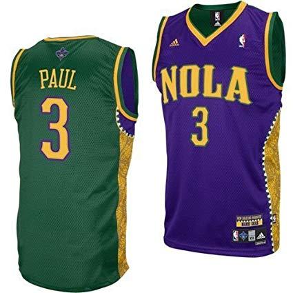 Purple and Green Basketball Logo - Amazon.com: adidas New Orleans Hornets #3 Chris Paul Gold-Purple ...