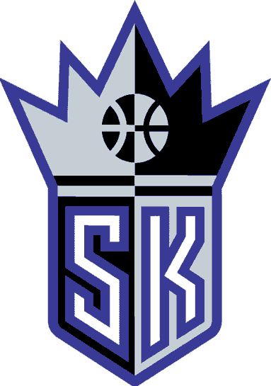Purple and Green Basketball Logo - Sacramento Kings Alternate Logo (1995) - White SK inside a black and ...