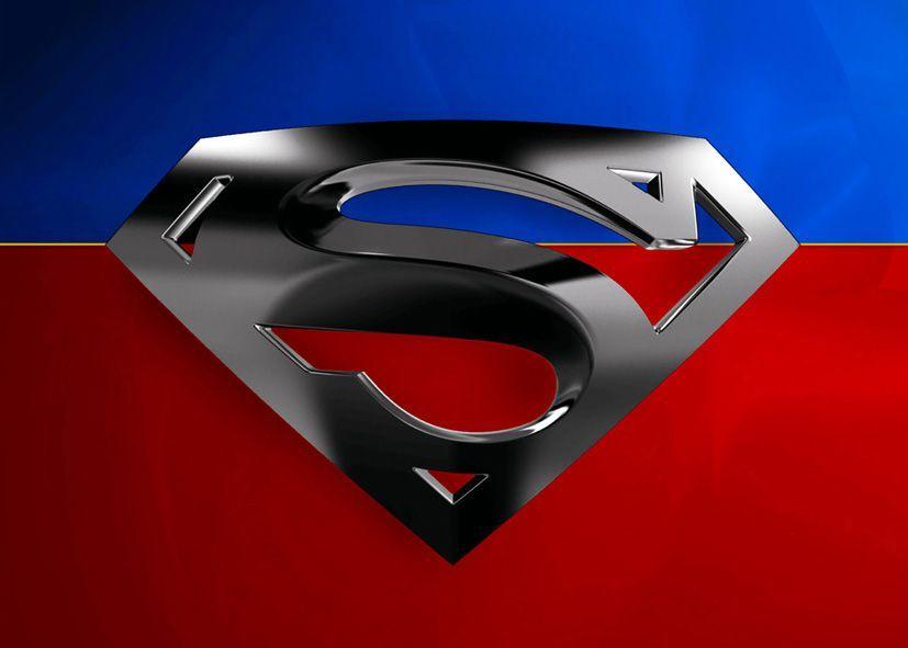 Red and Silver Logo - SUPERMAN - SILVER LOGO ON RED AND BLUE canvas print - self adhesive ...