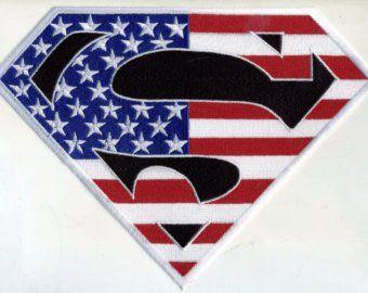 Red White Blue Superman Logo - 7.6x11.7 XL Embroidered Superman Val Zod Earth 2