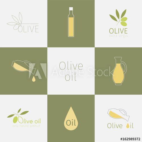 Bottle Drop Logo - Olive oil label collection. Vector graphic set with olive oil