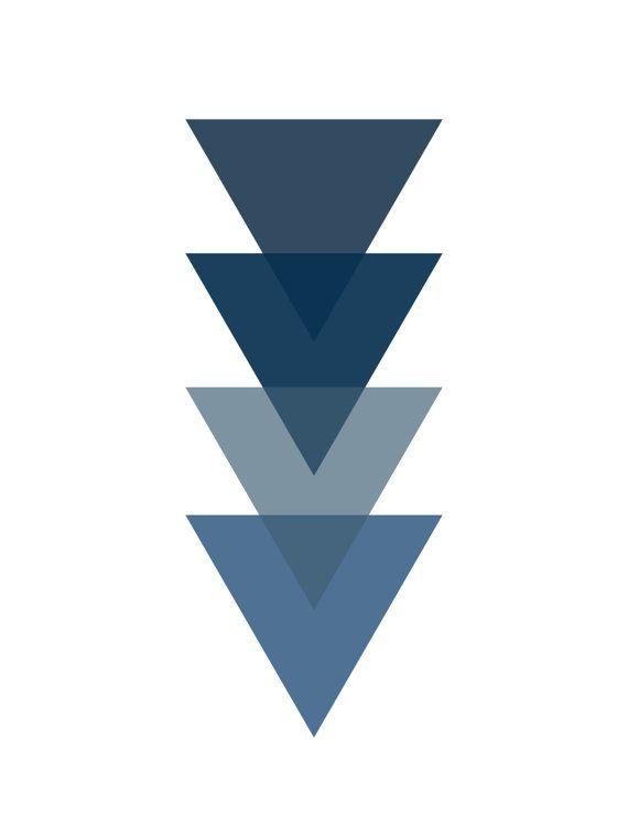 Dark Blue Triangle Logo - Navy Blue Triangle Print, Dark Blue Triangle Wall Art, Blue ...