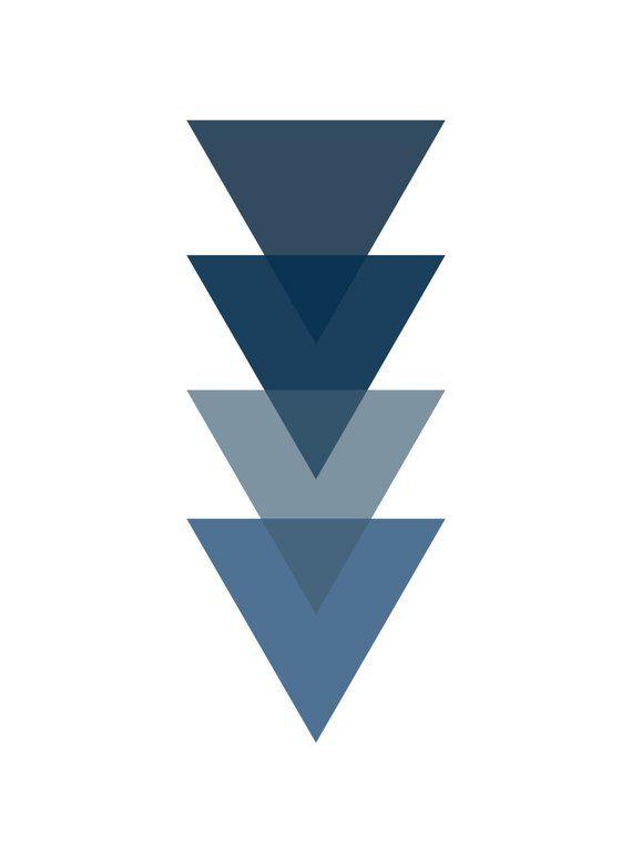 Dark Blue Triangle Logo - Navy Blue Triangle Print, Dark Blue Triangle Wall Art, Blue ...