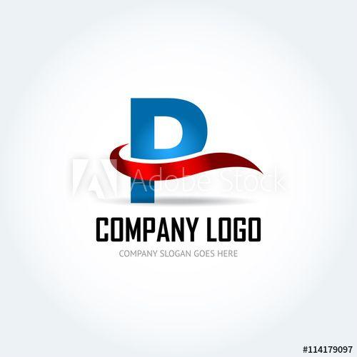 Red Letter P Logo - Blue Letter P with red ribbon logo icon design template elements